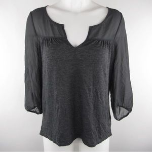 America Eagle outfitters, gray top with sheer arms & neckline, size extra small